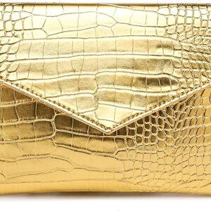 Envelope Clutch Purse for Women Leather Handbag Evening Bag with Detachable Chai